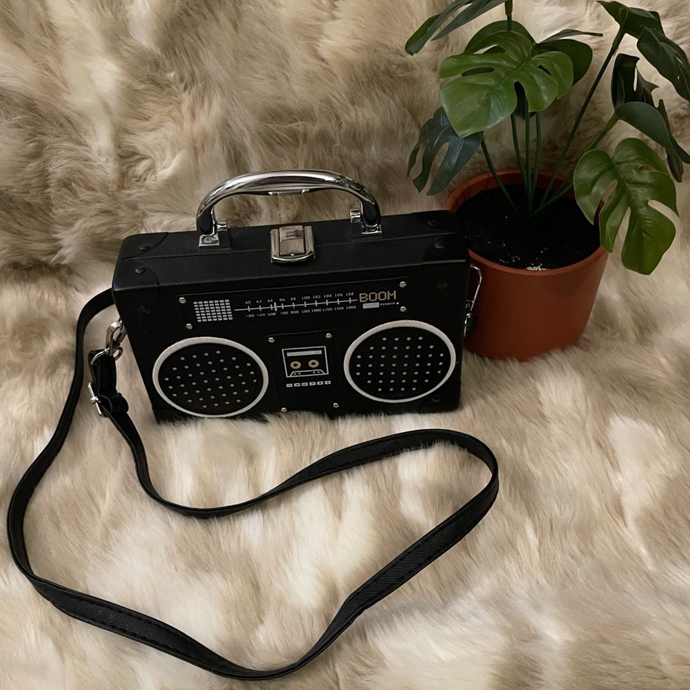 NWOT ~ Black radio crossbody bag